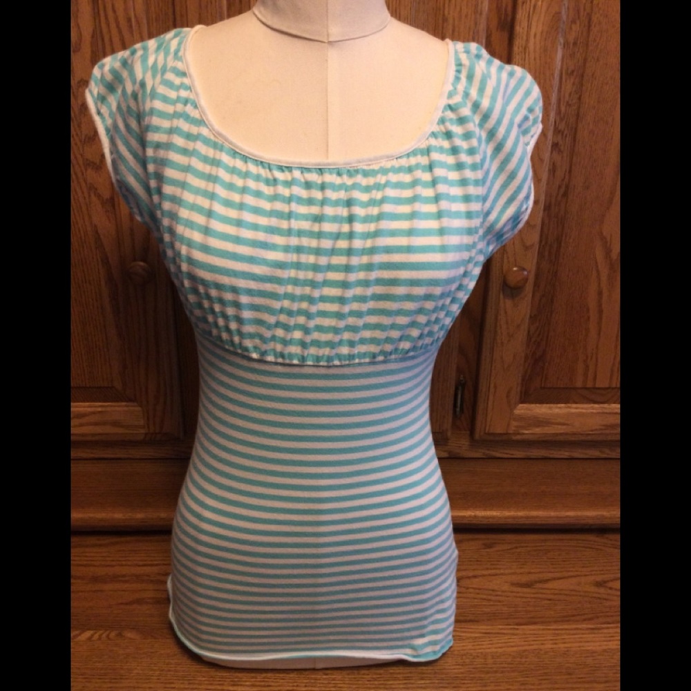 GAP Women’s Short Sleeve Blue and White Stripe Top